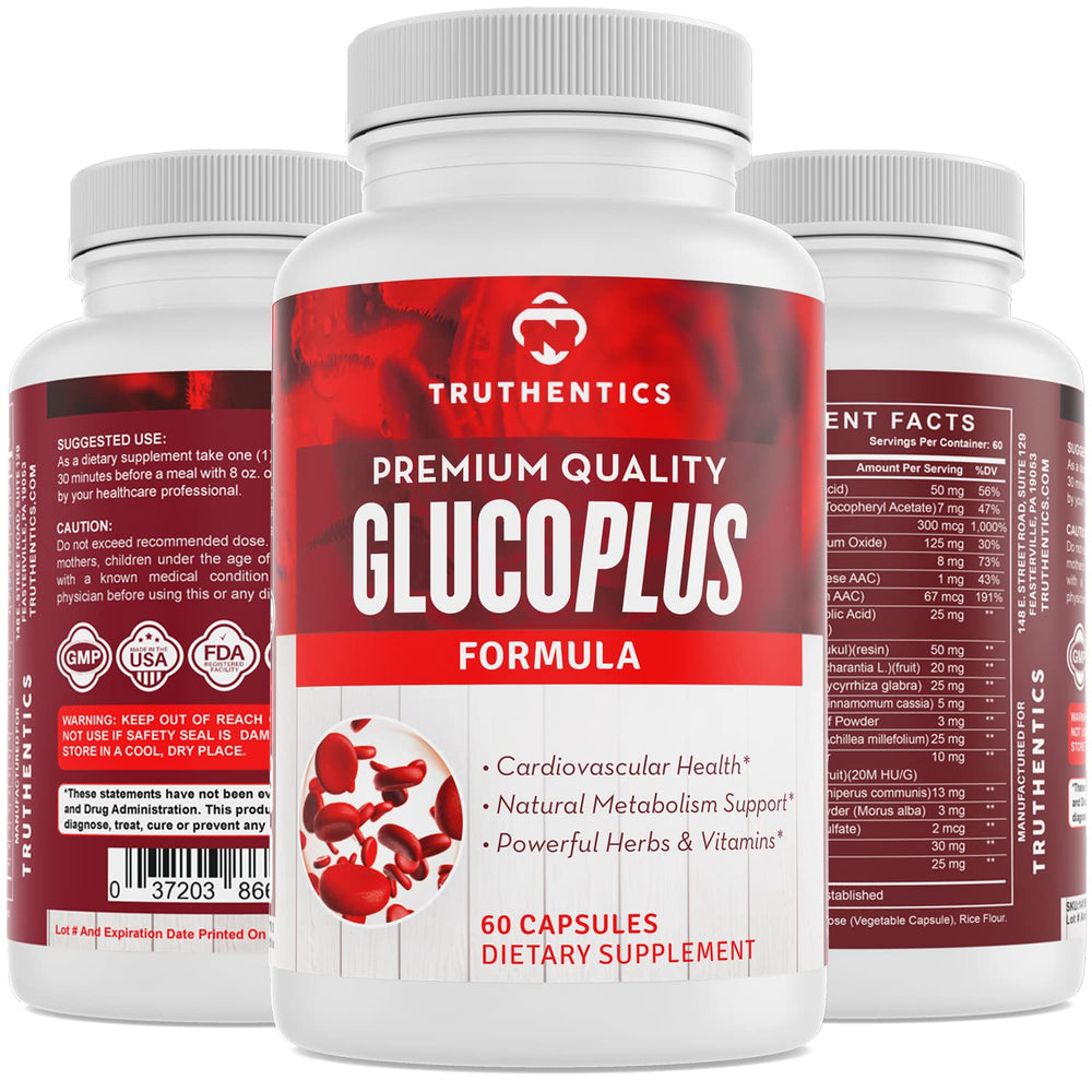 TRUTHENTICS GlucoPlus 60-capsule bottle