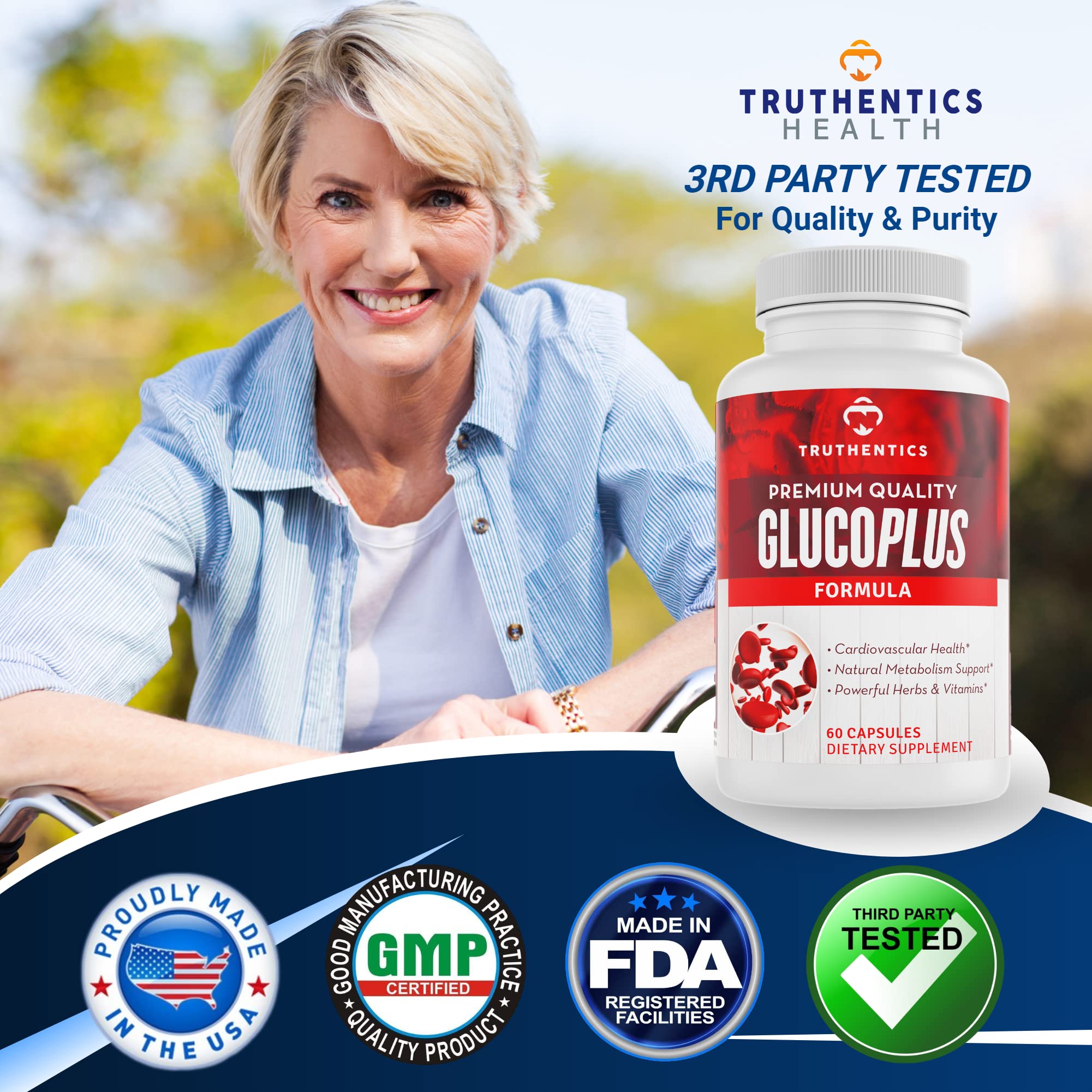 GlucoPlus Gluten Free Non-GMO label banner