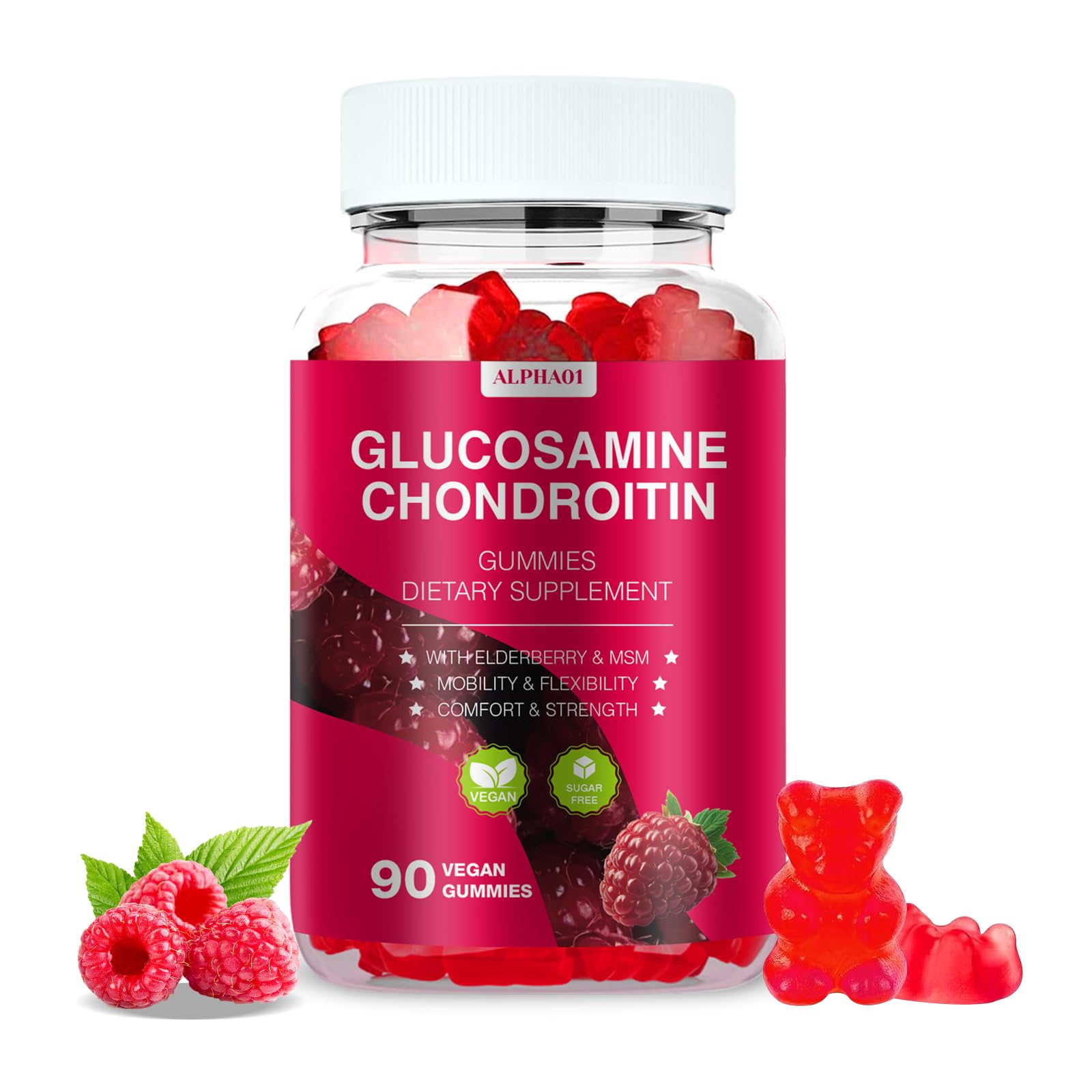 Glucosamine Chondroitin Gummies 3000mg Raspberry – 90 count