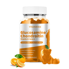 Bottle of Glucosamine Chondroitin Gummies with MSM and Elderberry - 60 orange gummies