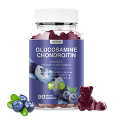 Bottle label of Glucosamine Chondroitin Gummies 90 blueberry