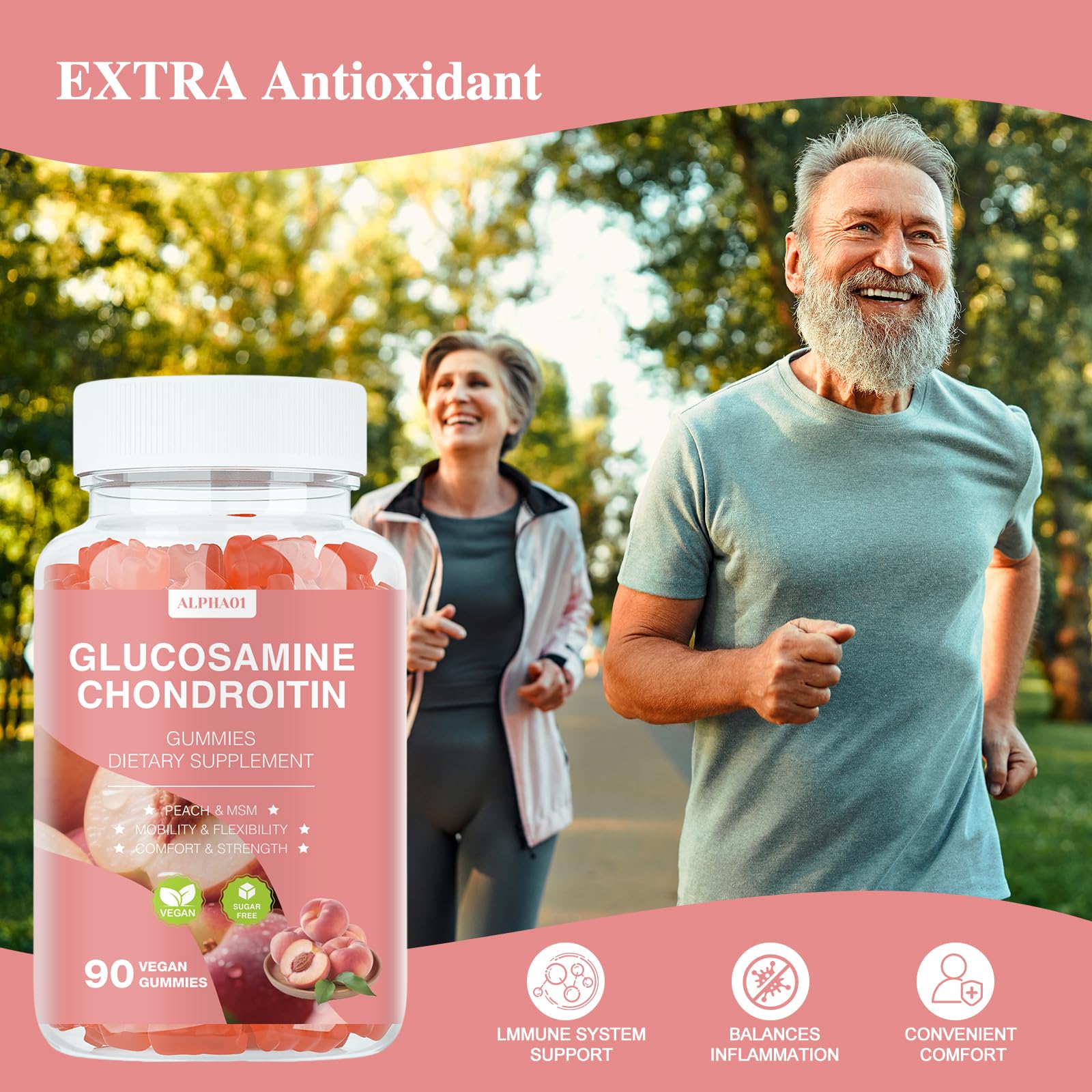 Product packaging showing adults enjoying gummies