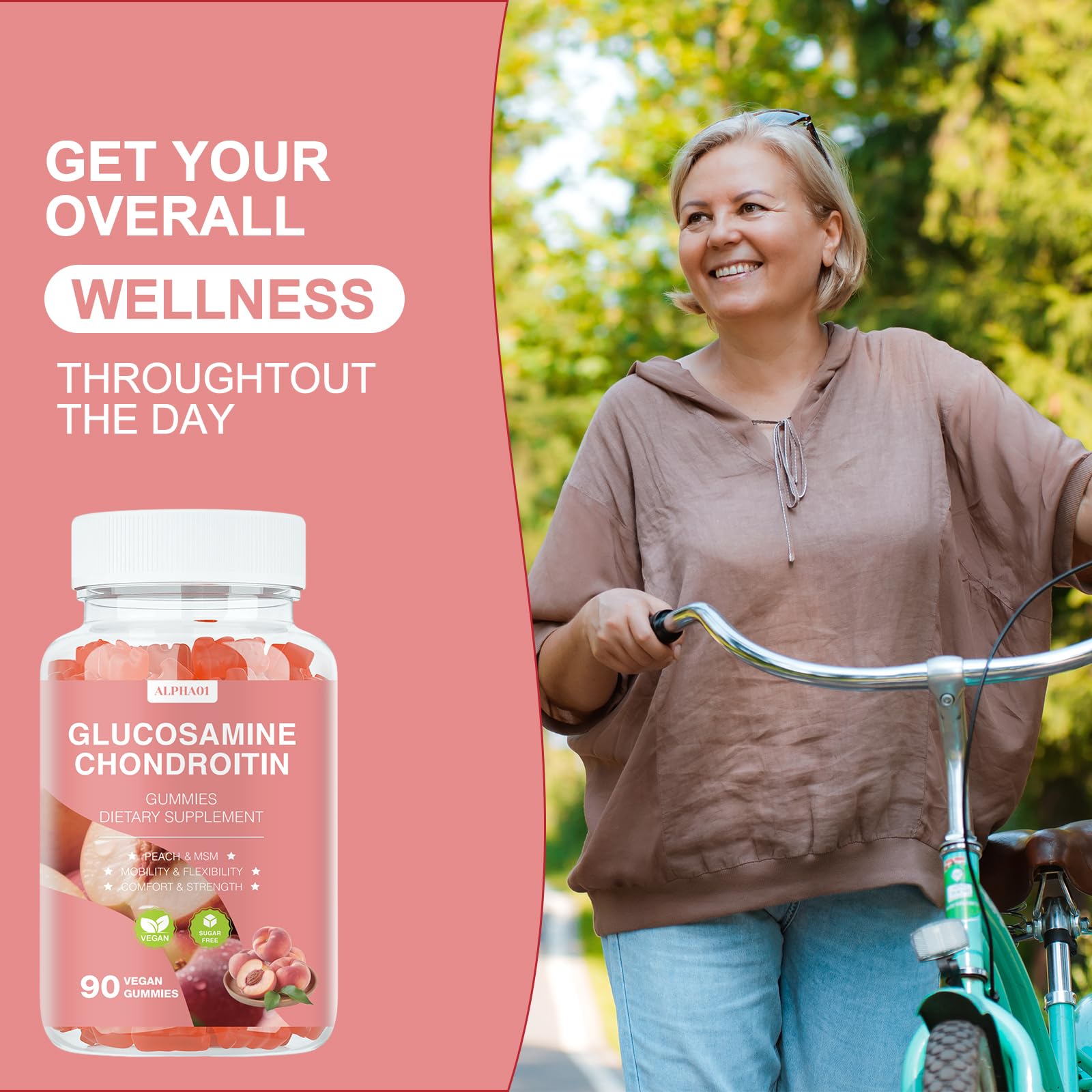 Serving size of 90 peach gummies illustrated