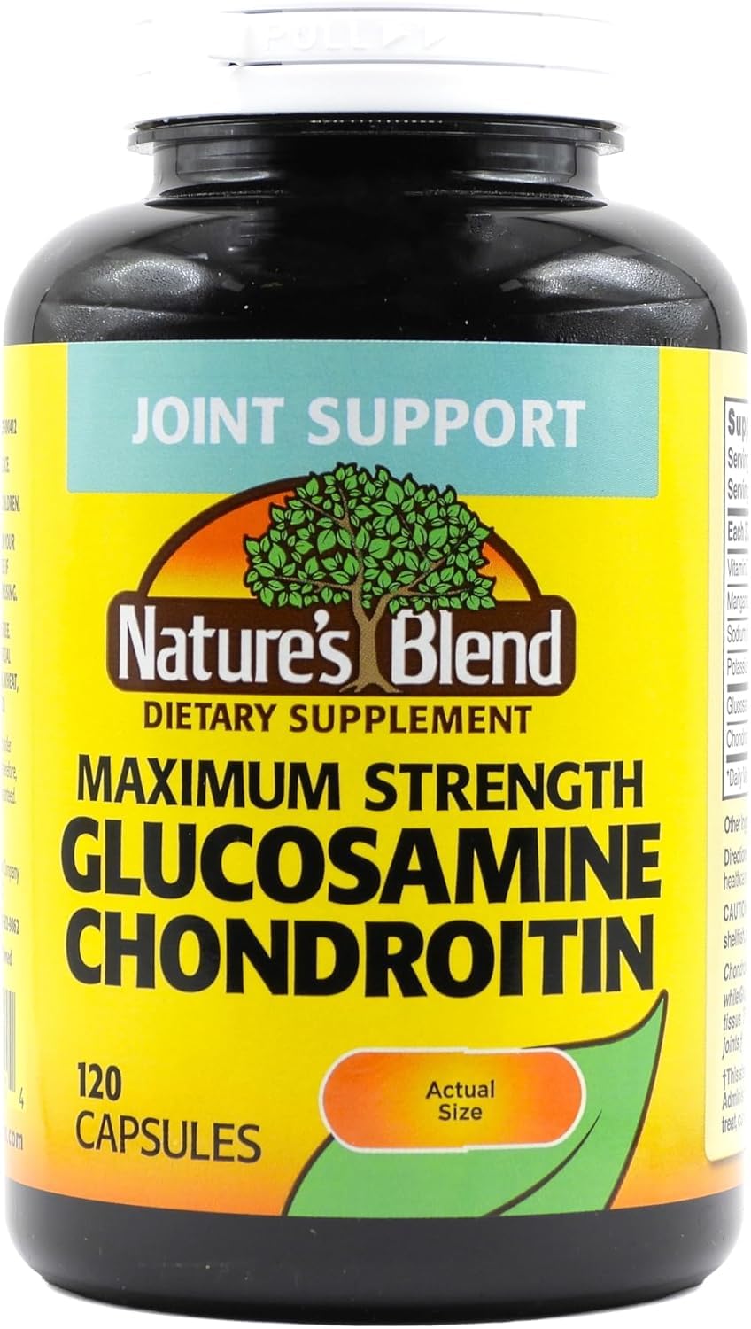 Bottle front view of Nature's Blend Glucosamine Chondroitin Maximum Strength 120 capsules