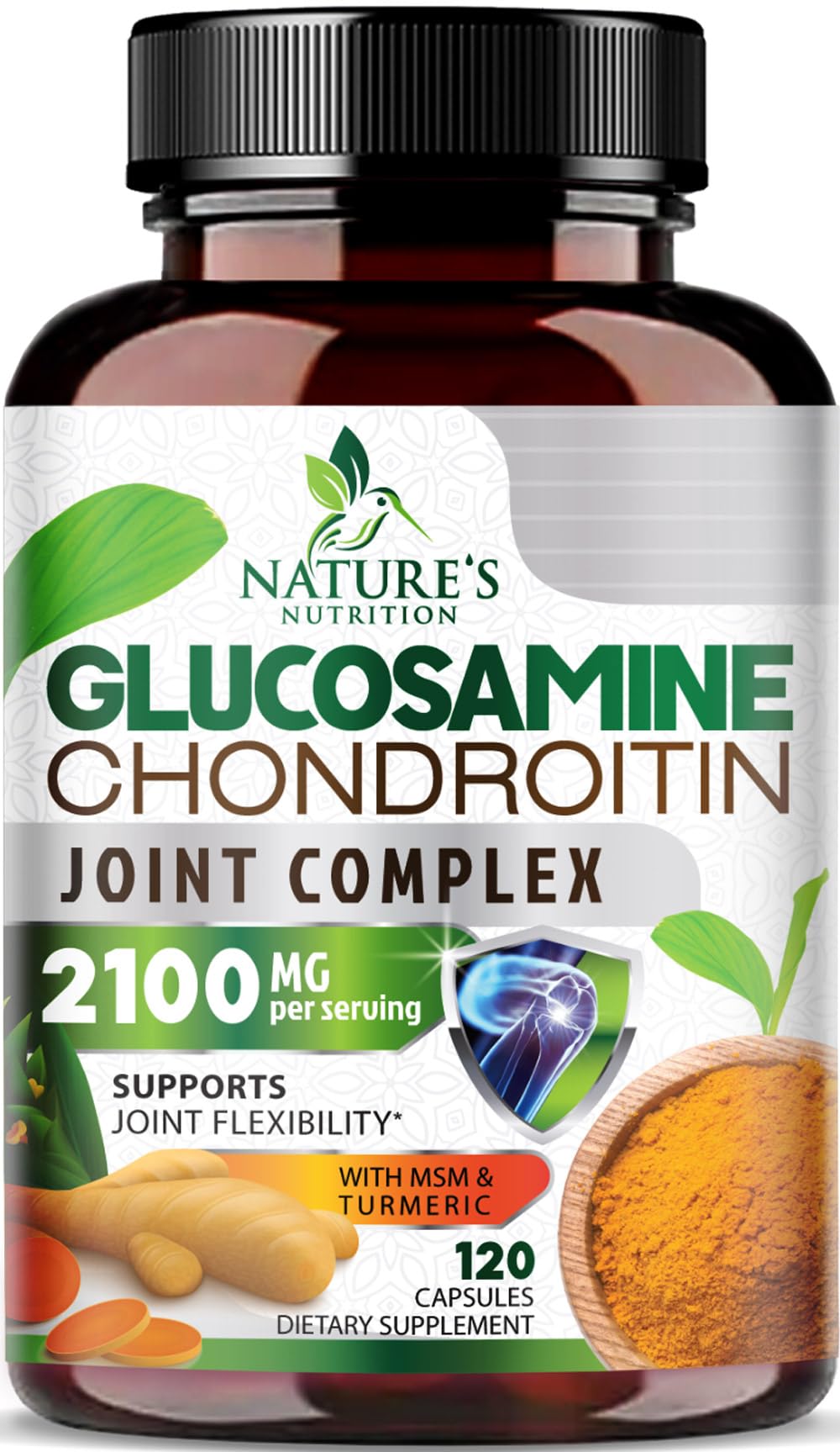 Bottle label of Glucosamine Chondroitin MSM 2100mg Complex