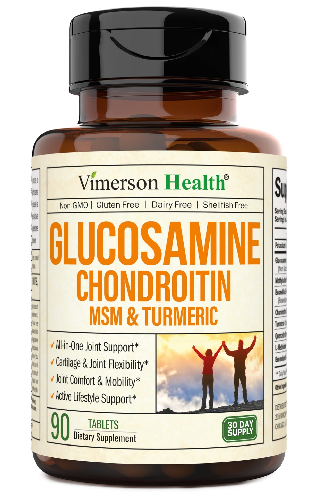 Bottle of Glucosamine Chondroitin MSM 90 tablets