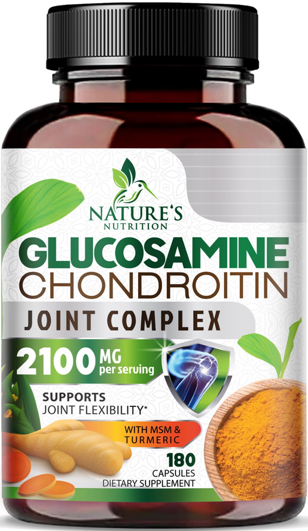 Front view of Glucosamine Chondroitin MSM Complex bottle with label