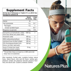 Graphic showing glucosamine, chondroitin, MSM plus vitamin C, manganese, FOS and Source-70.