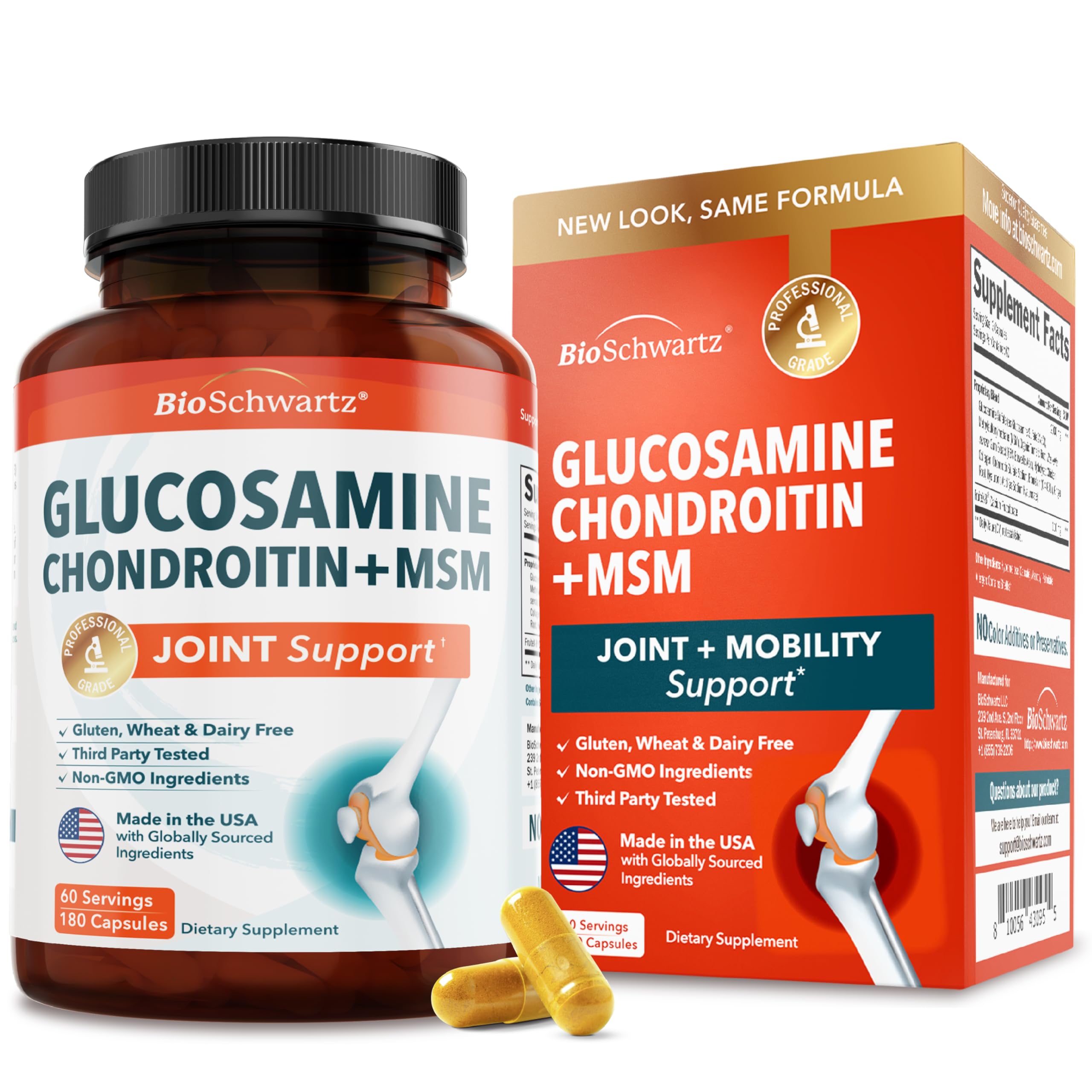 Bottle of Glucosamine Chondroitin MSM Joint Support Supplement