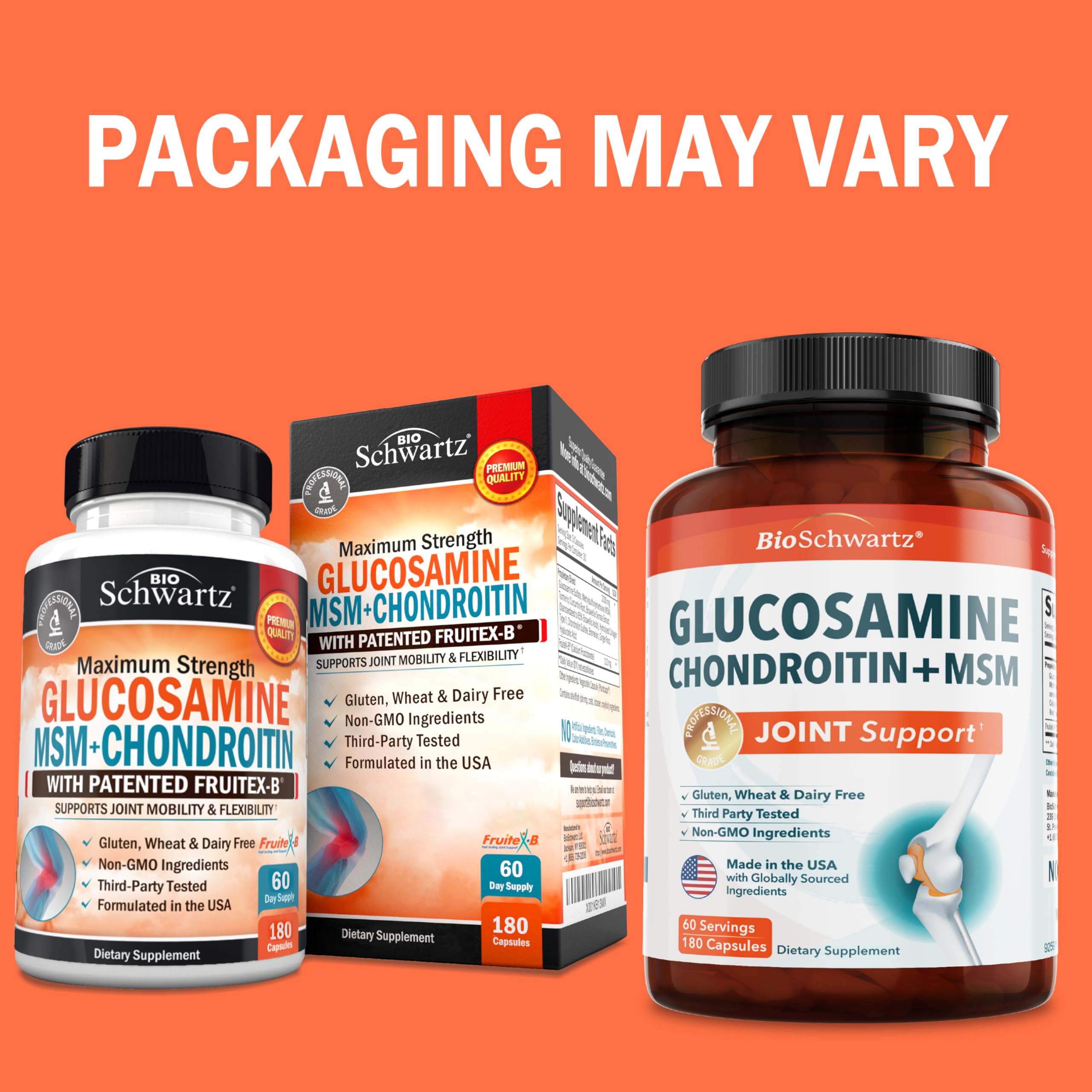 Joint health supplement capsules with ingredients collage