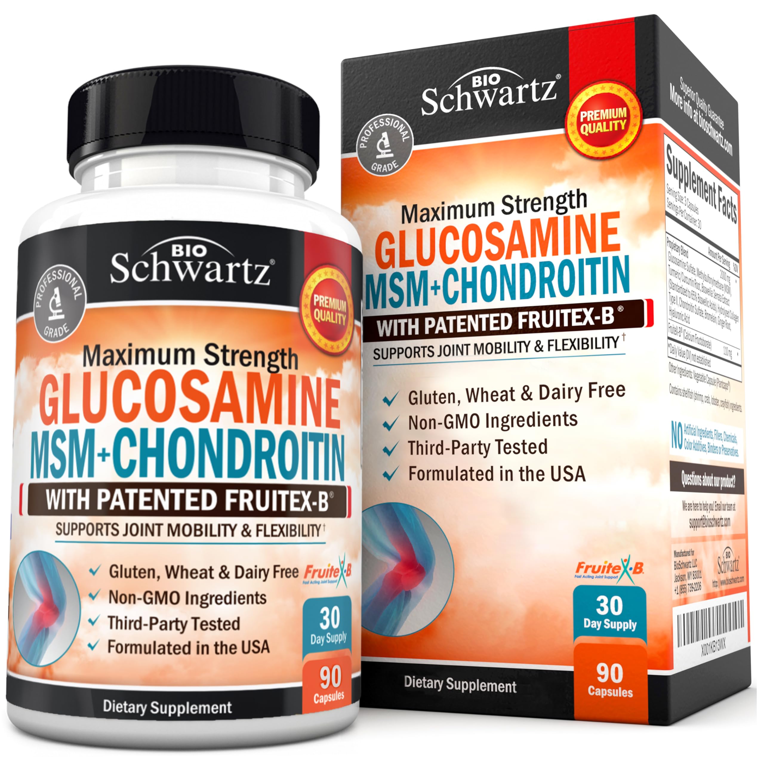 Bottle of Glucosamine Chondroitin MSM Joint Support 90 capsules