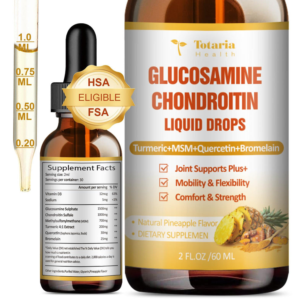 Glucosamine Chondroitin MSM Liquid Drops bottle on white background
