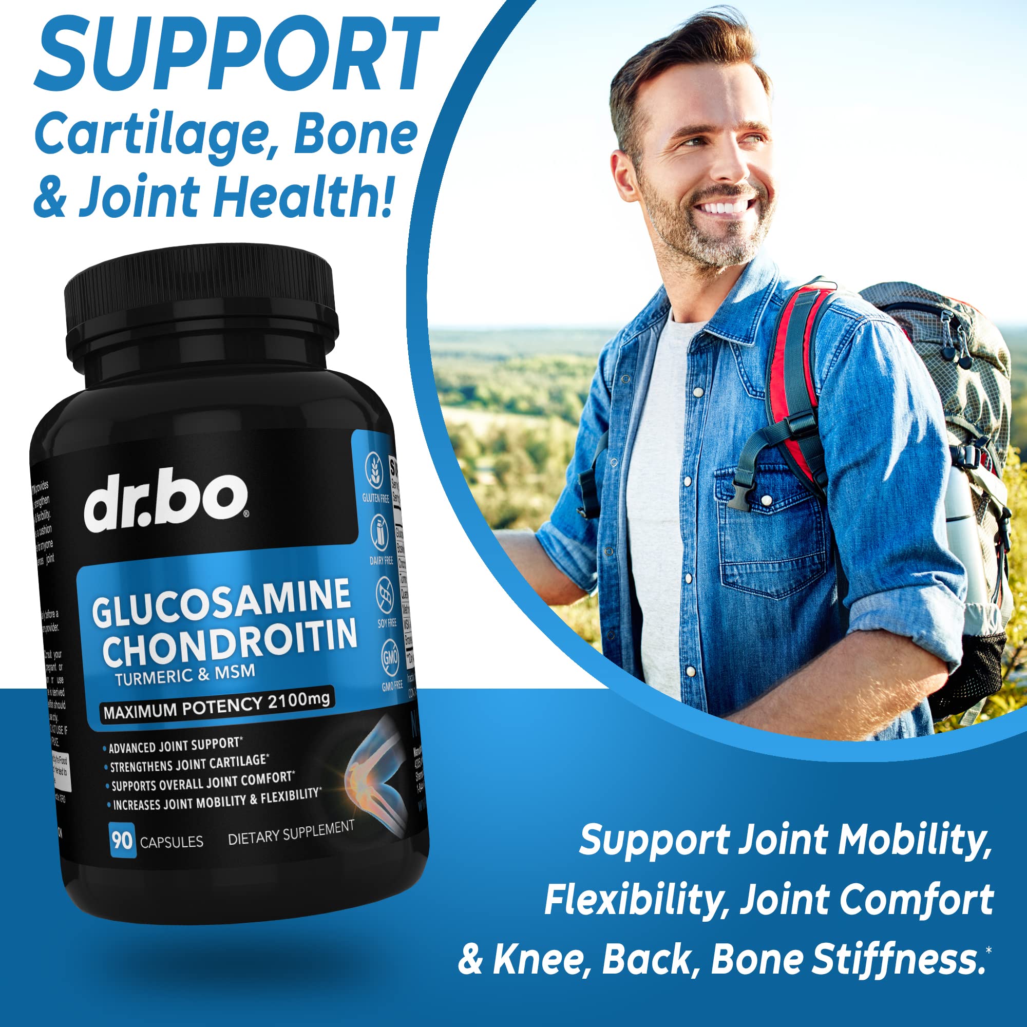 Image showing knee joint health support with Glucosamine Chondroitin MSM Turmeric
