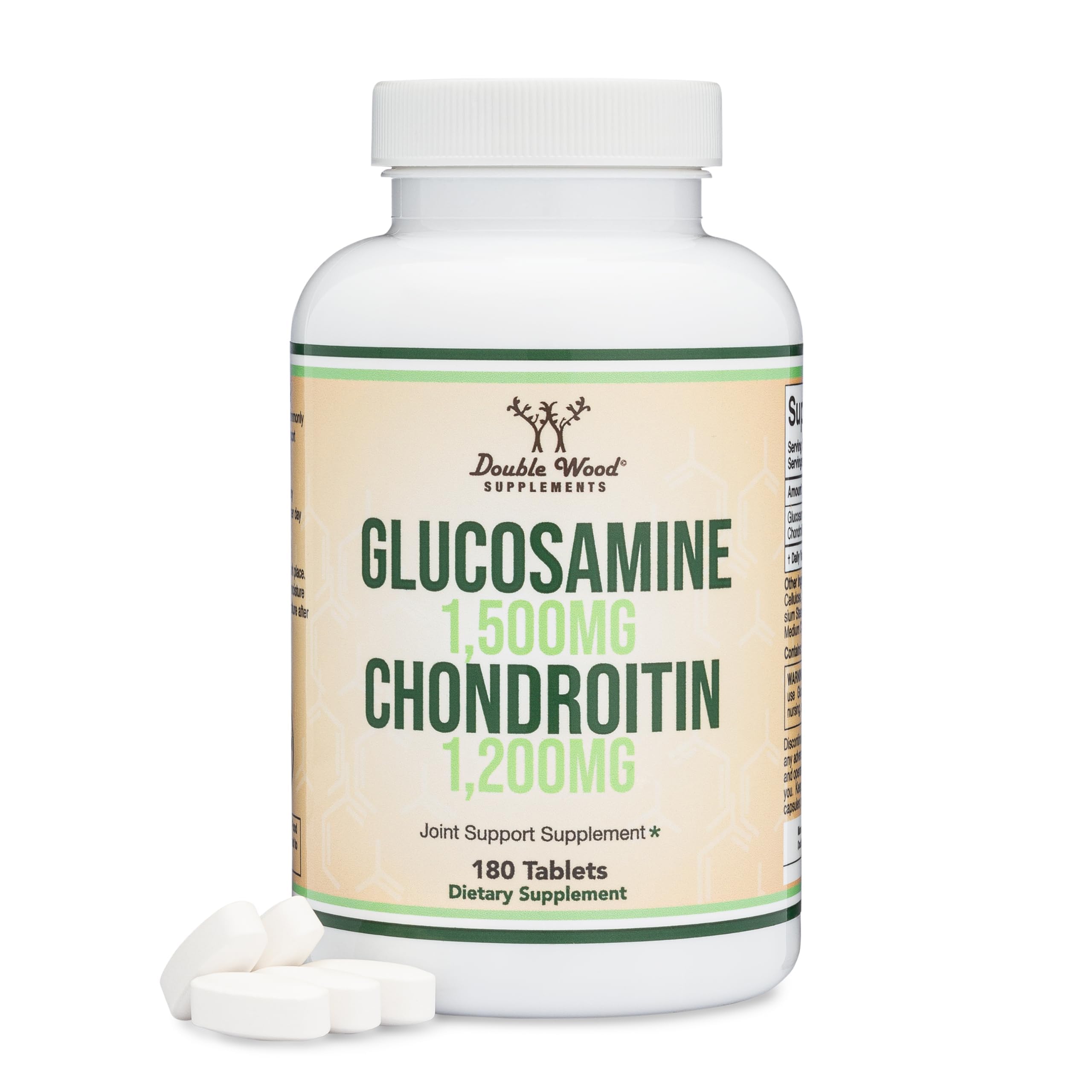 Front label of Double Wood Glucosamine Chondroitin Triple Strength bottle