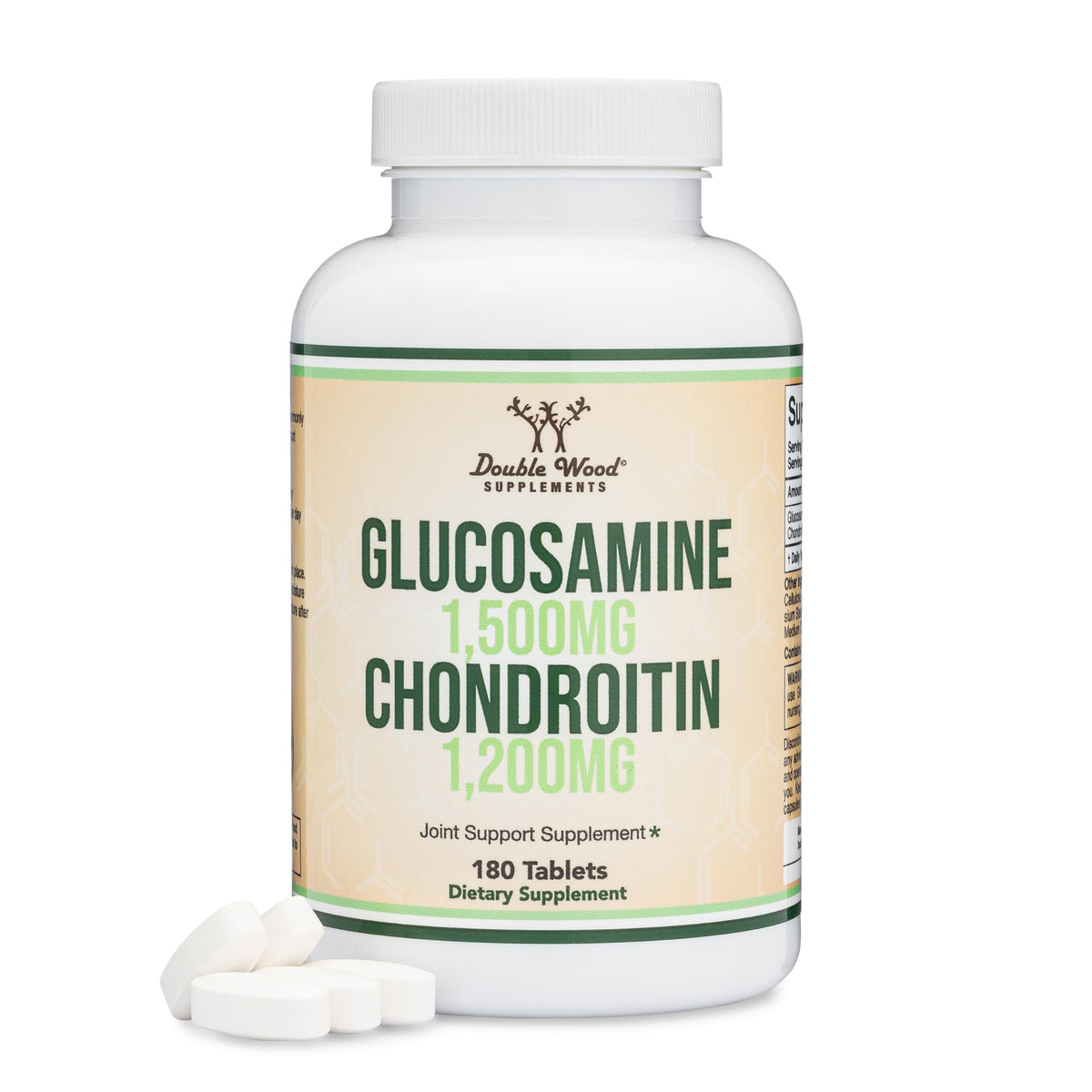 Front label of Double Wood Glucosamine Chondroitin Triple Strength bottle