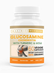 Product bottle of Glucosamine Chondroitin with Turmeric & MSM – 60 veggie capsules
