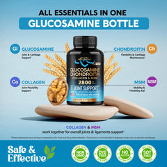 Made in USA seal on glucosamine chondroitin MSM collagen bottle