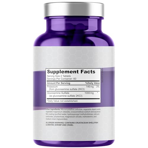 Label showing Glucosamine Sulfate and Potassium ingredients