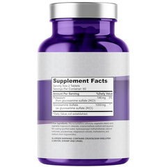 Label showing Glucosamine Sulfate and Potassium ingredients