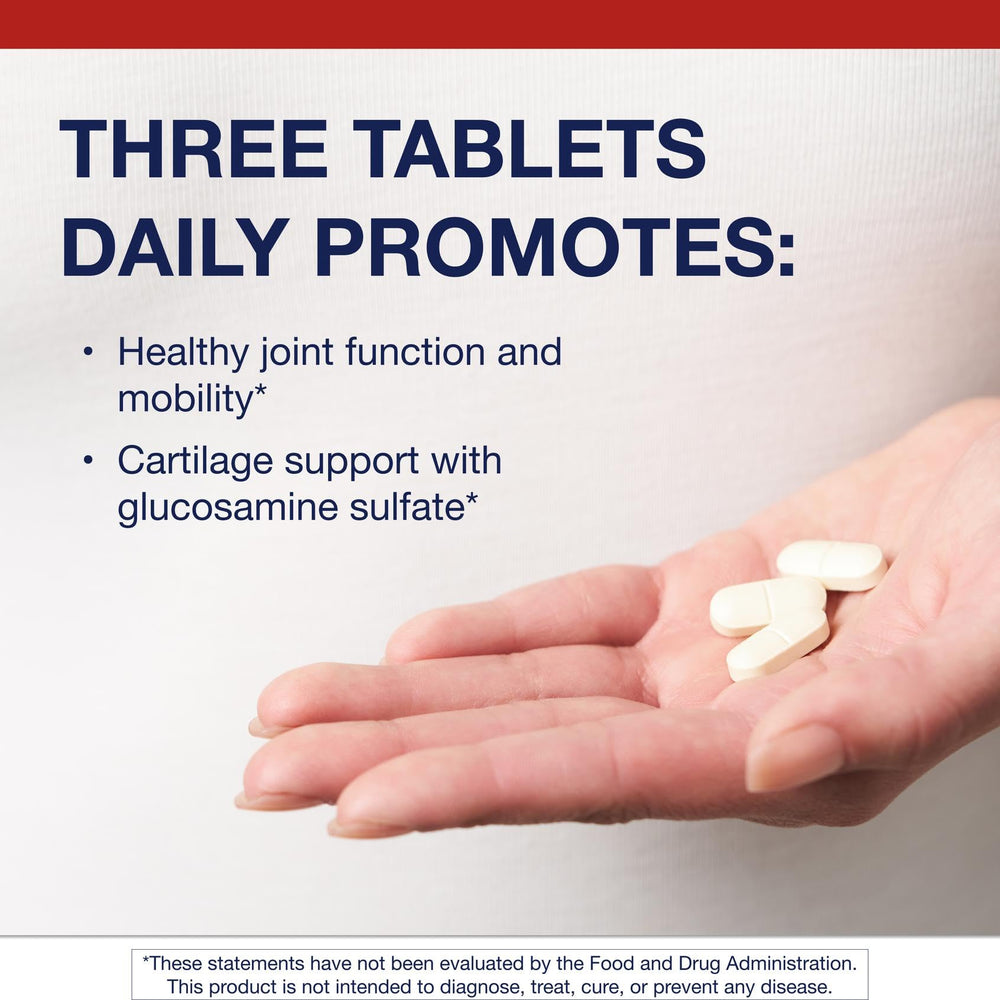 Close-up of glucosamine sulfate tablets