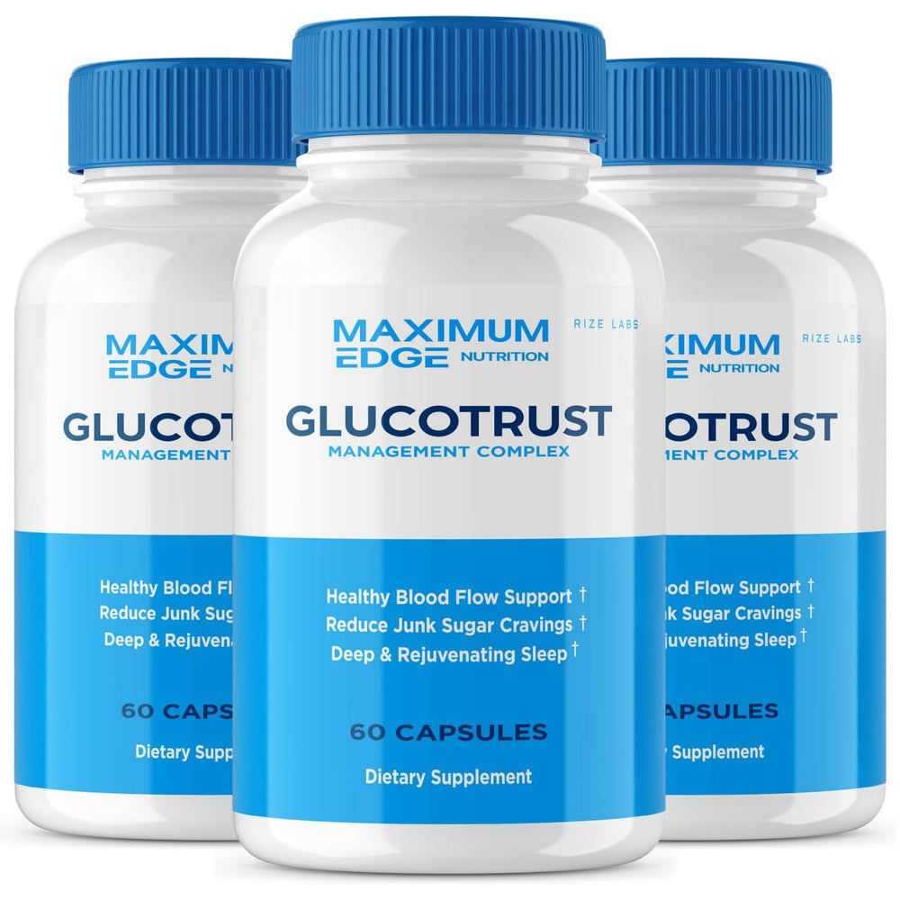 Glucotrust supplement capsules 3-pack, 180 capsules, vegan and natural, advanced formula