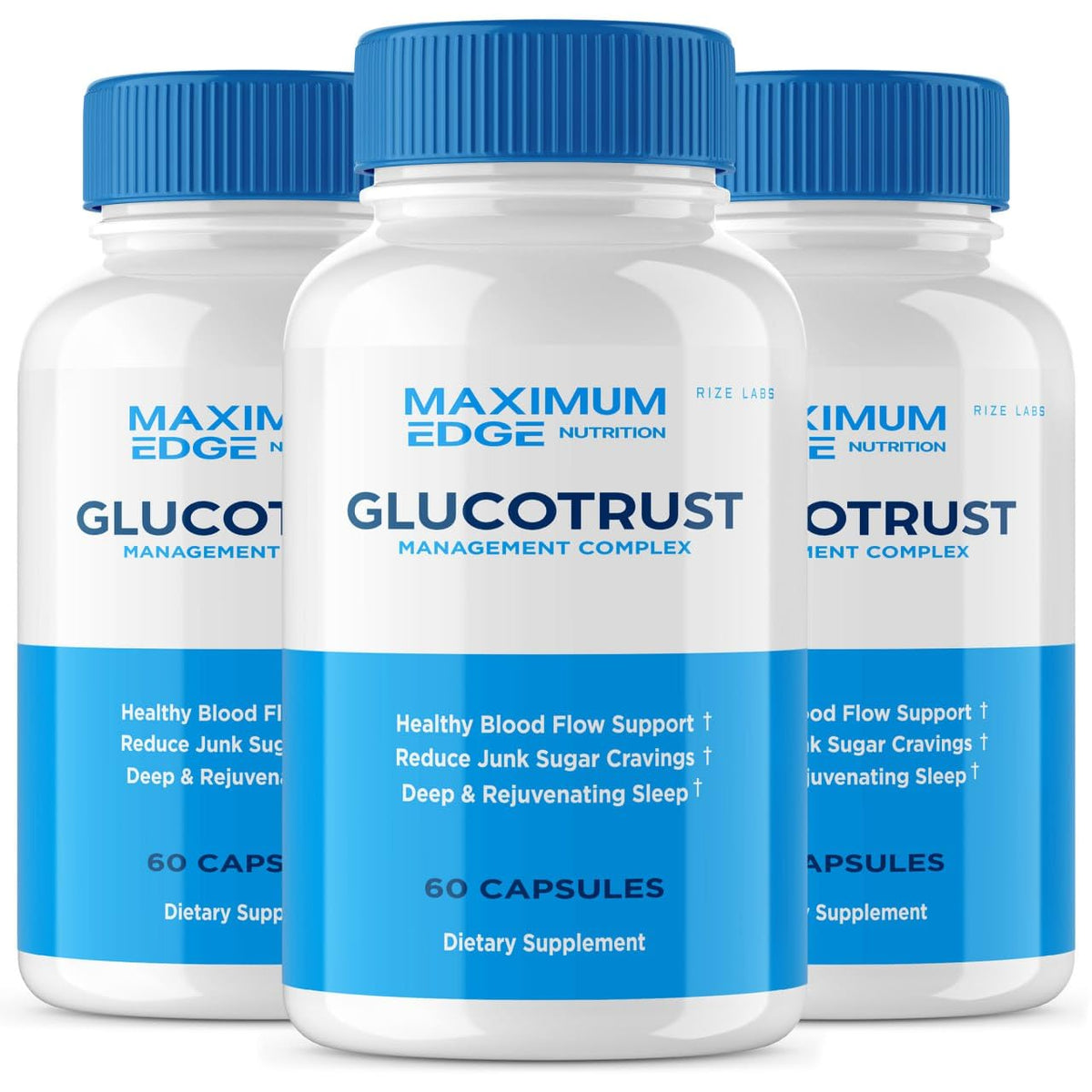 Glucotrust supplement capsules 3-pack, 180 capsules, vegan and natural, advanced formula