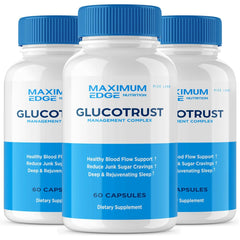Glucotrust supplement capsules 3-pack, 180 capsules, vegan and natural, advanced formula