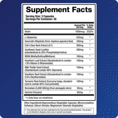 Close-up of L-Glutamine and botanical ingredients