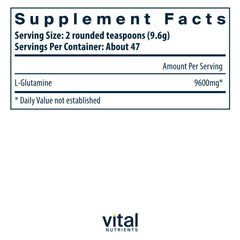 Glutamine powder GI support scoop with bottle label