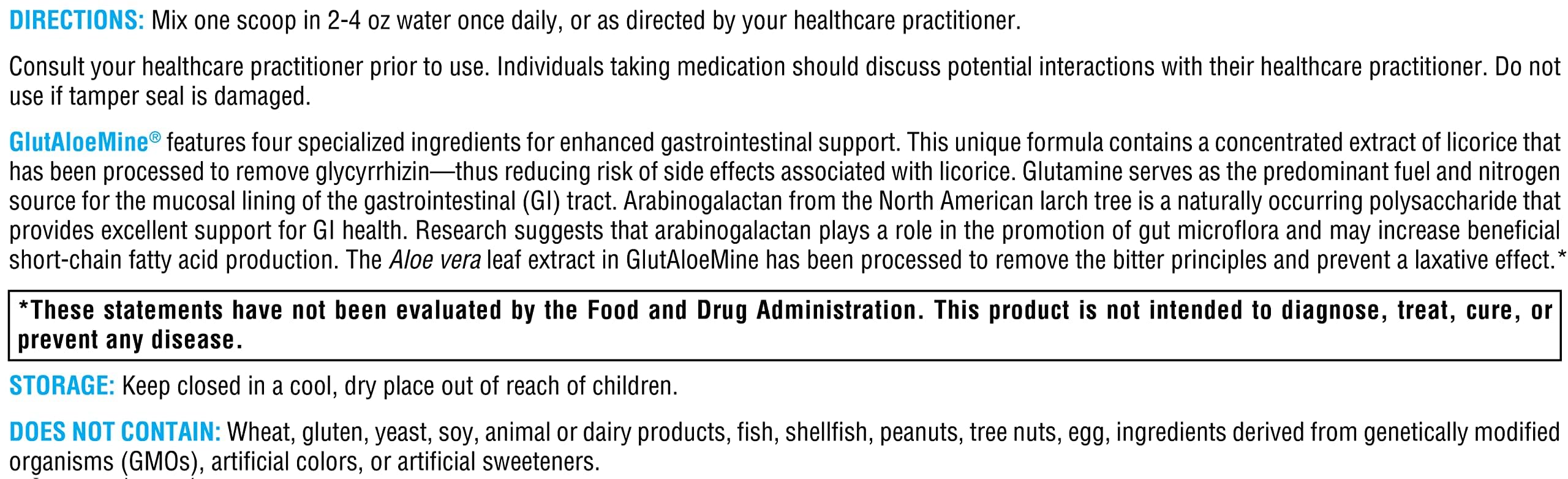 Deglycyrrhizinated licorice and arabinogalactan in GlutAloeMine