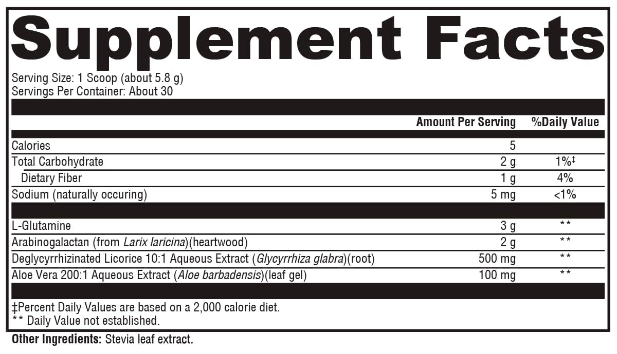 XYMOGEN GlutAloeMine Powder label and ingredients