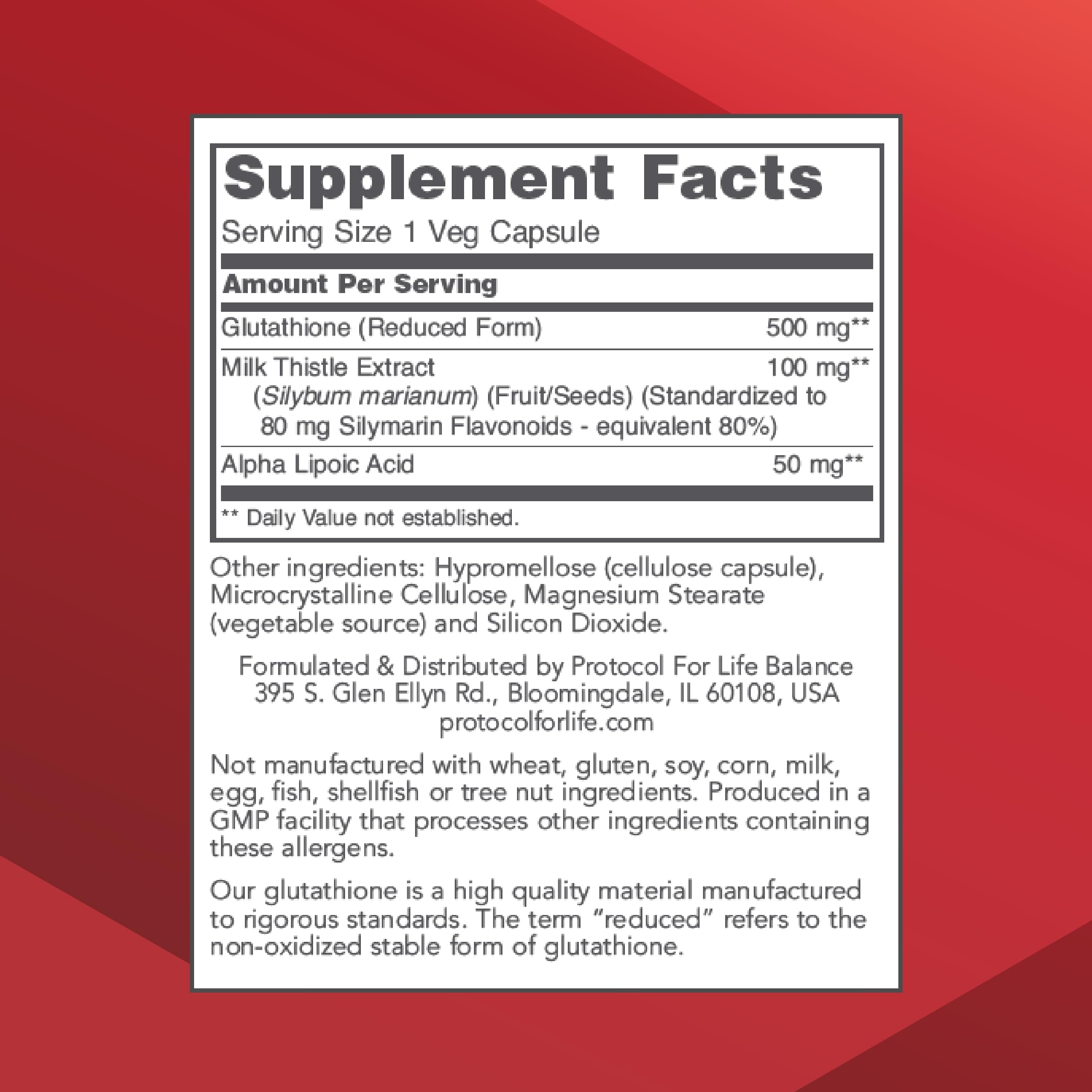 Glutathione 500mg capsules close-up