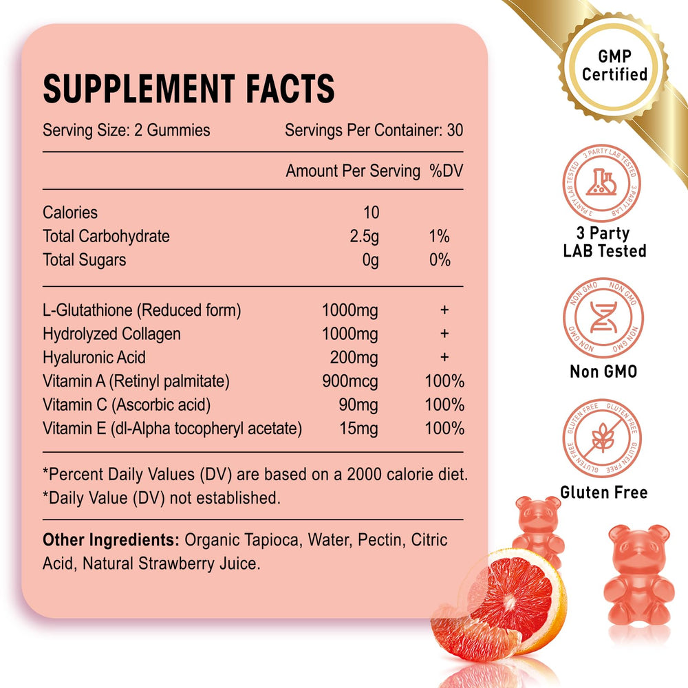 Glutathione collagen gummies supplement for skin health