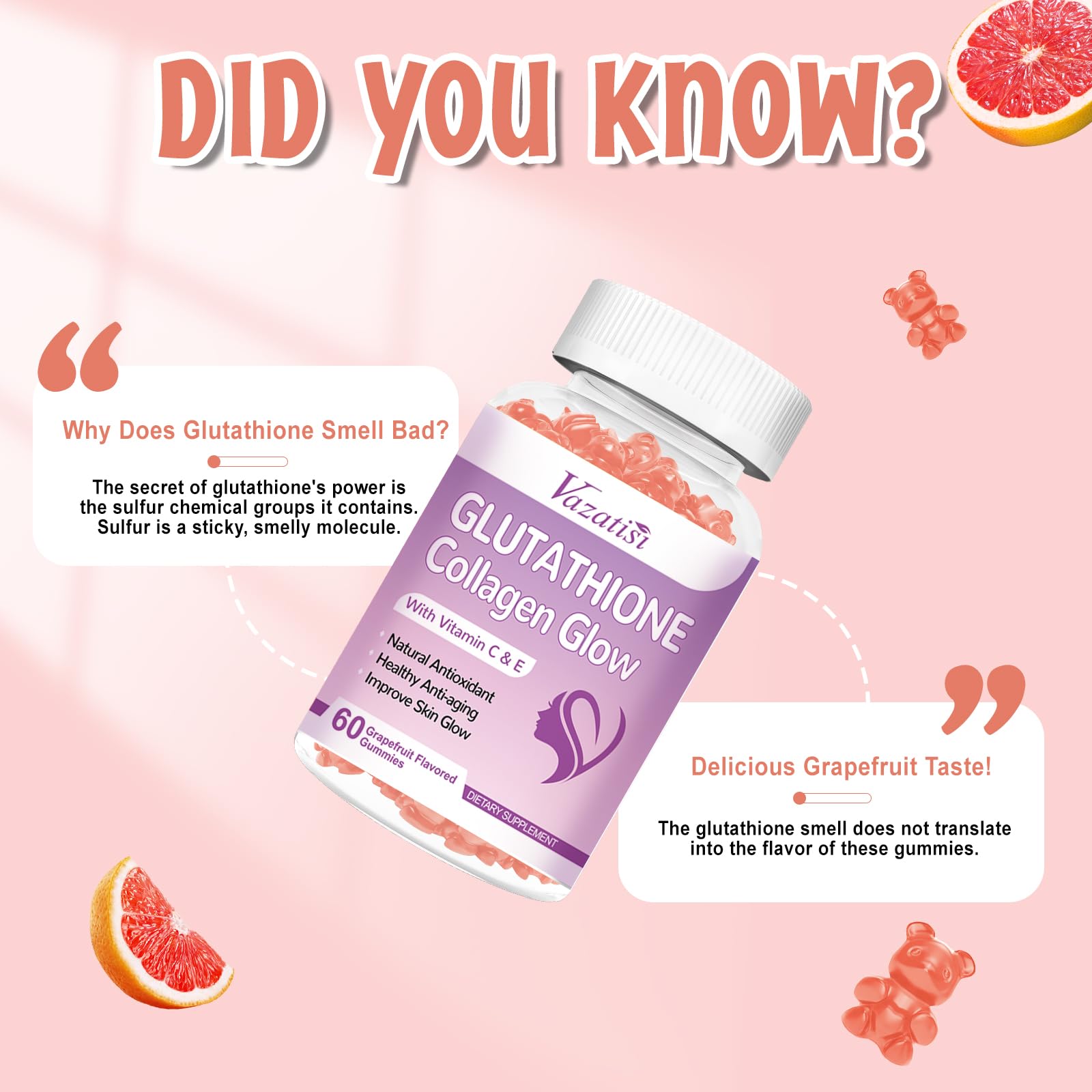 Close-up of ingredients including glutathione and collagen