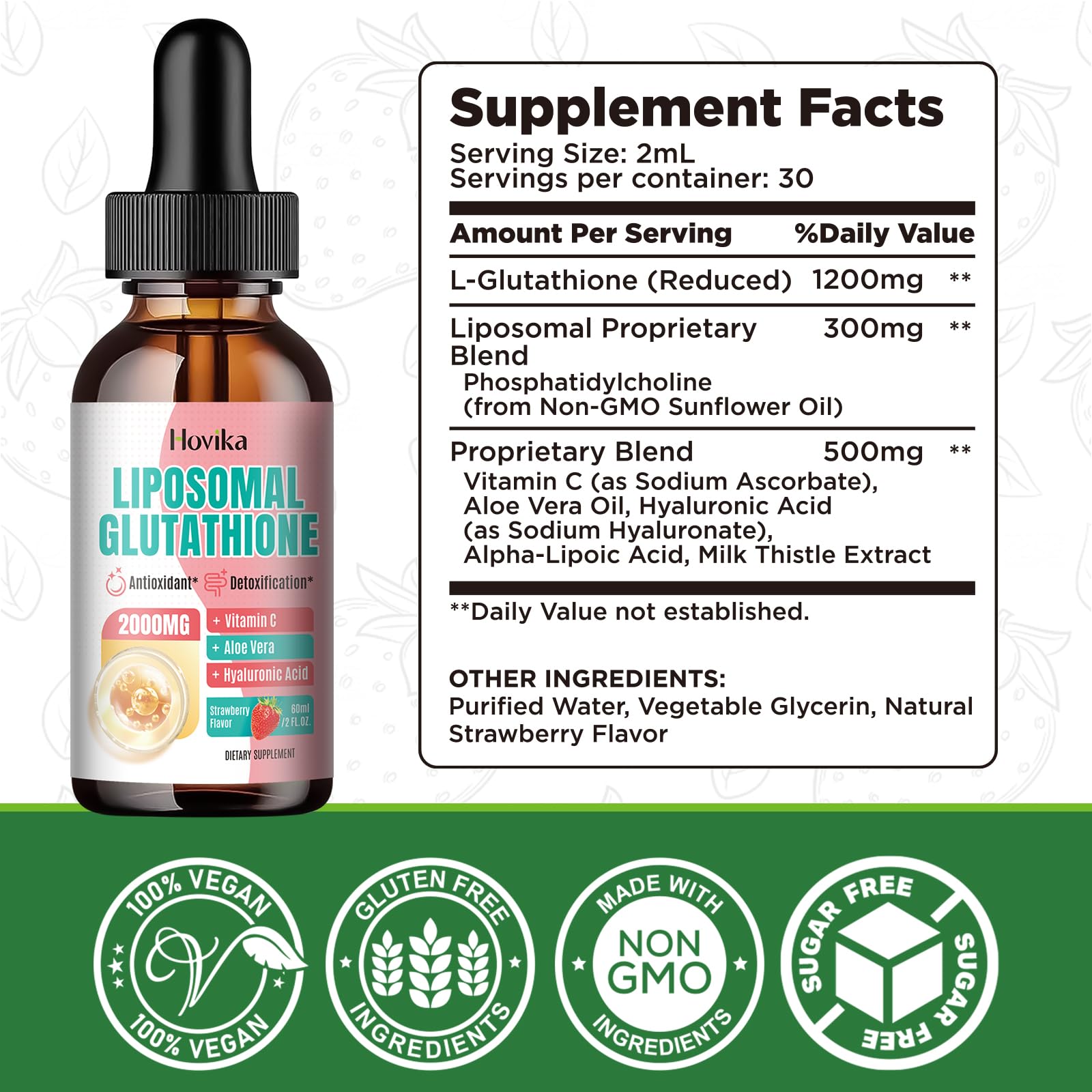Glutathione drops with vitamin C and phosphatidylcholine illustration