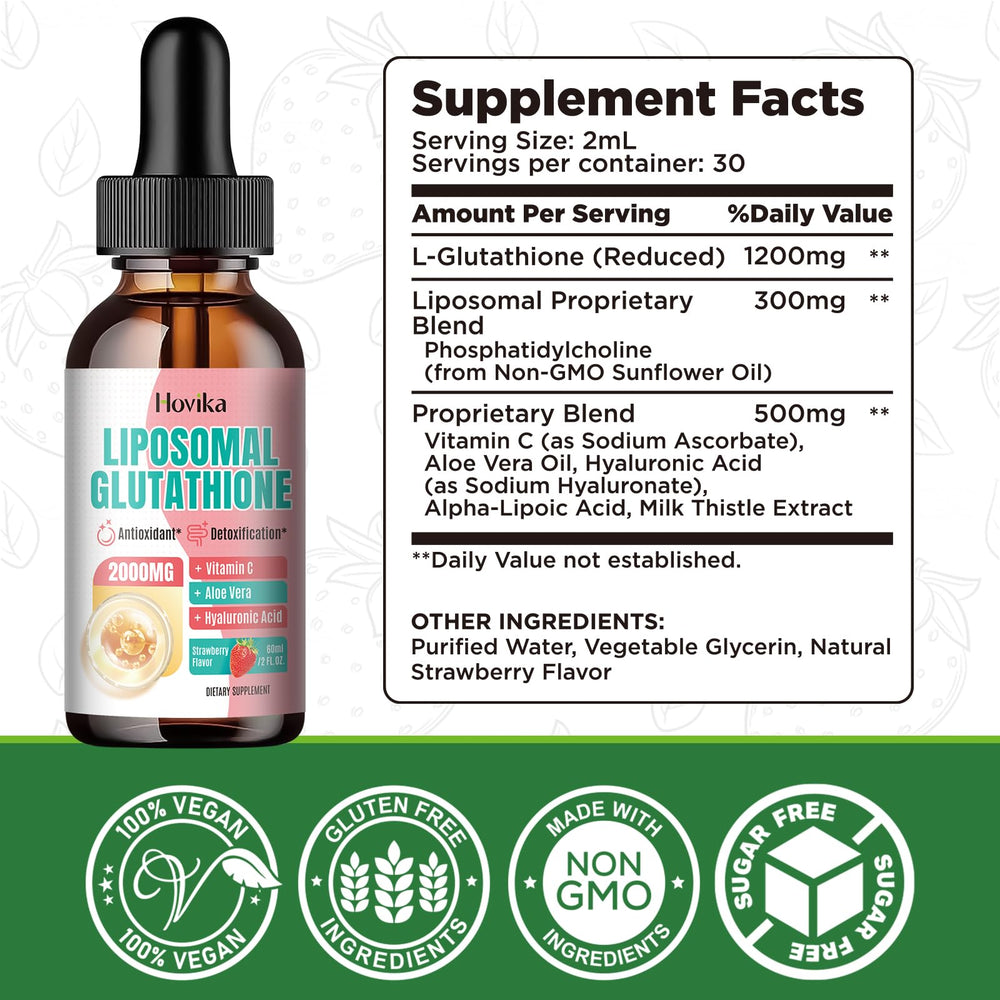 Glutathione drops with vitamin C and phosphatidylcholine illustration