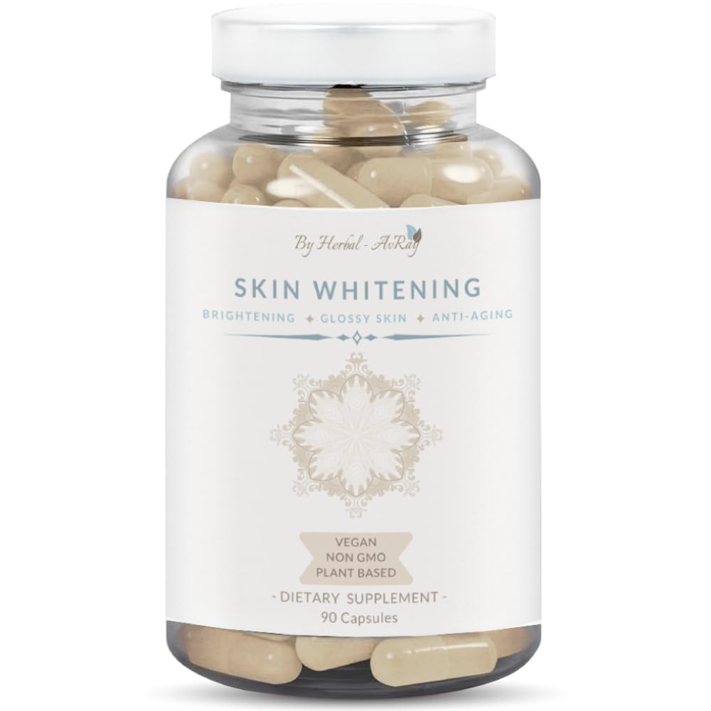 Glutathione skin whitening pills bottle with 90 vegan capsules