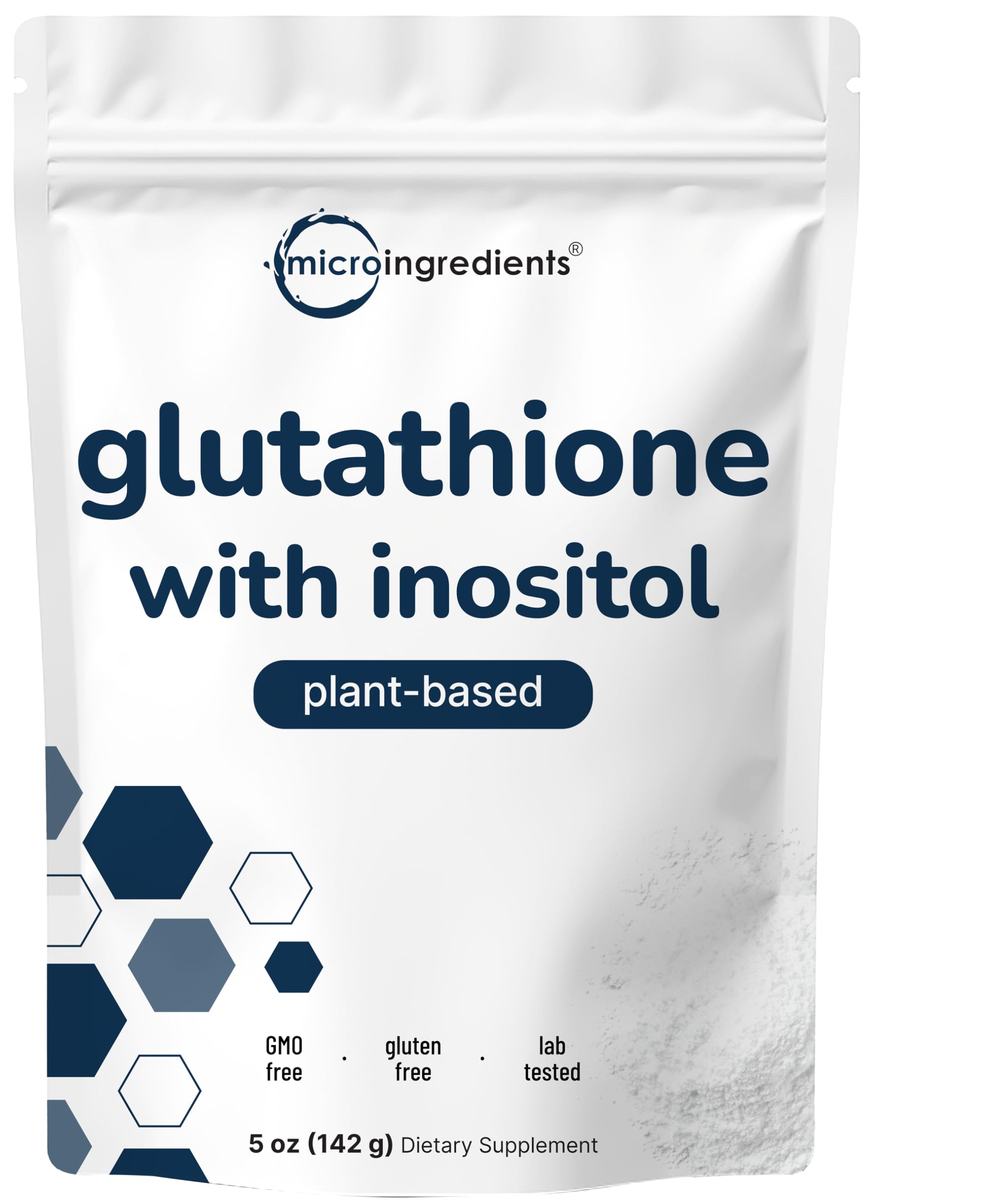 Hero image of glutathione supplement bottle and powder