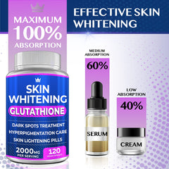 Before and after showing dark spots reduced with Glutathione whitening pills