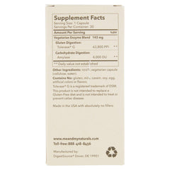 Gluten-digestion enzyme capsules showing amylase and related enzymes