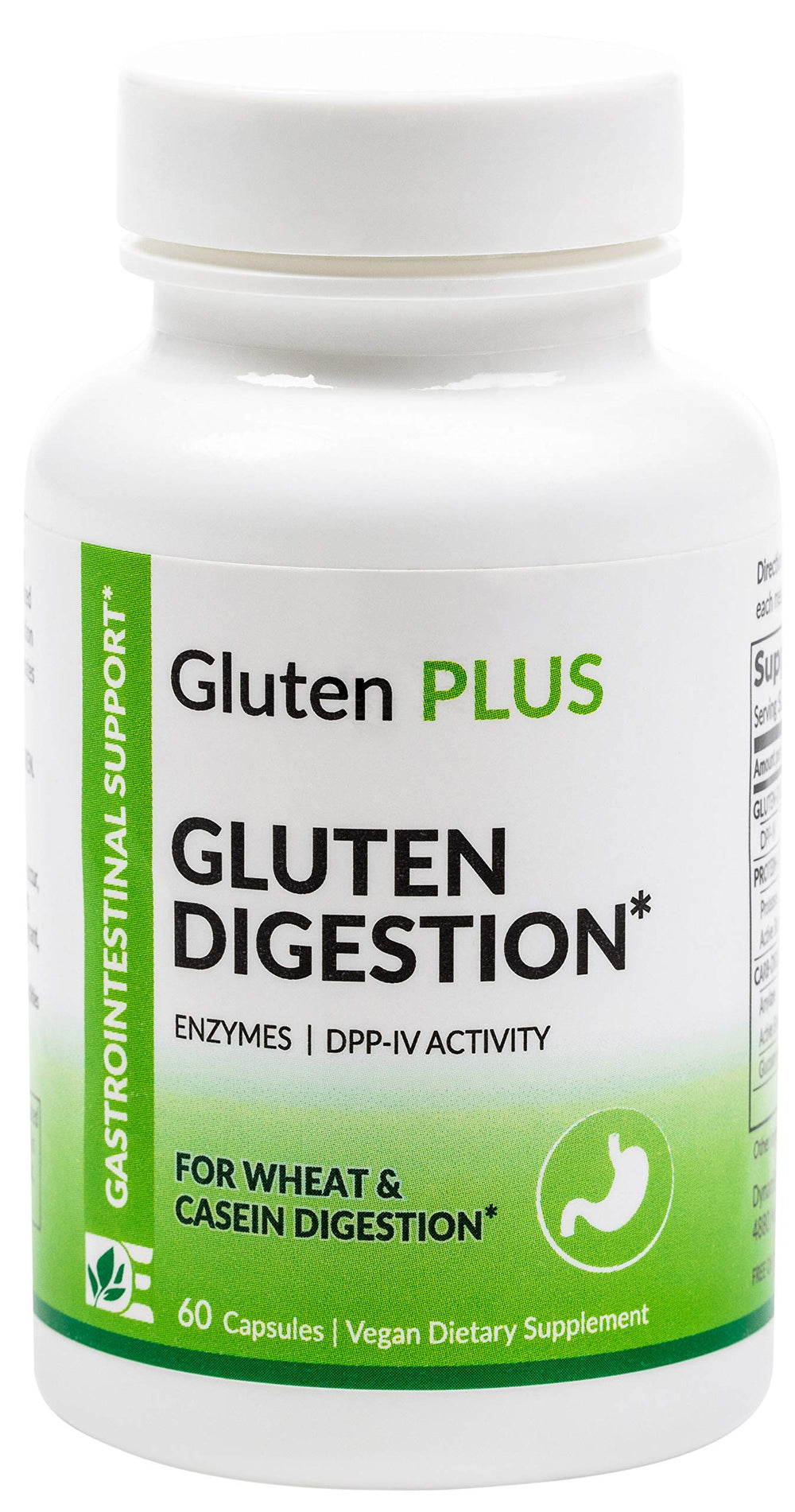 Gluten Plus gluten digestive enzyme supplement bottle, 60-count