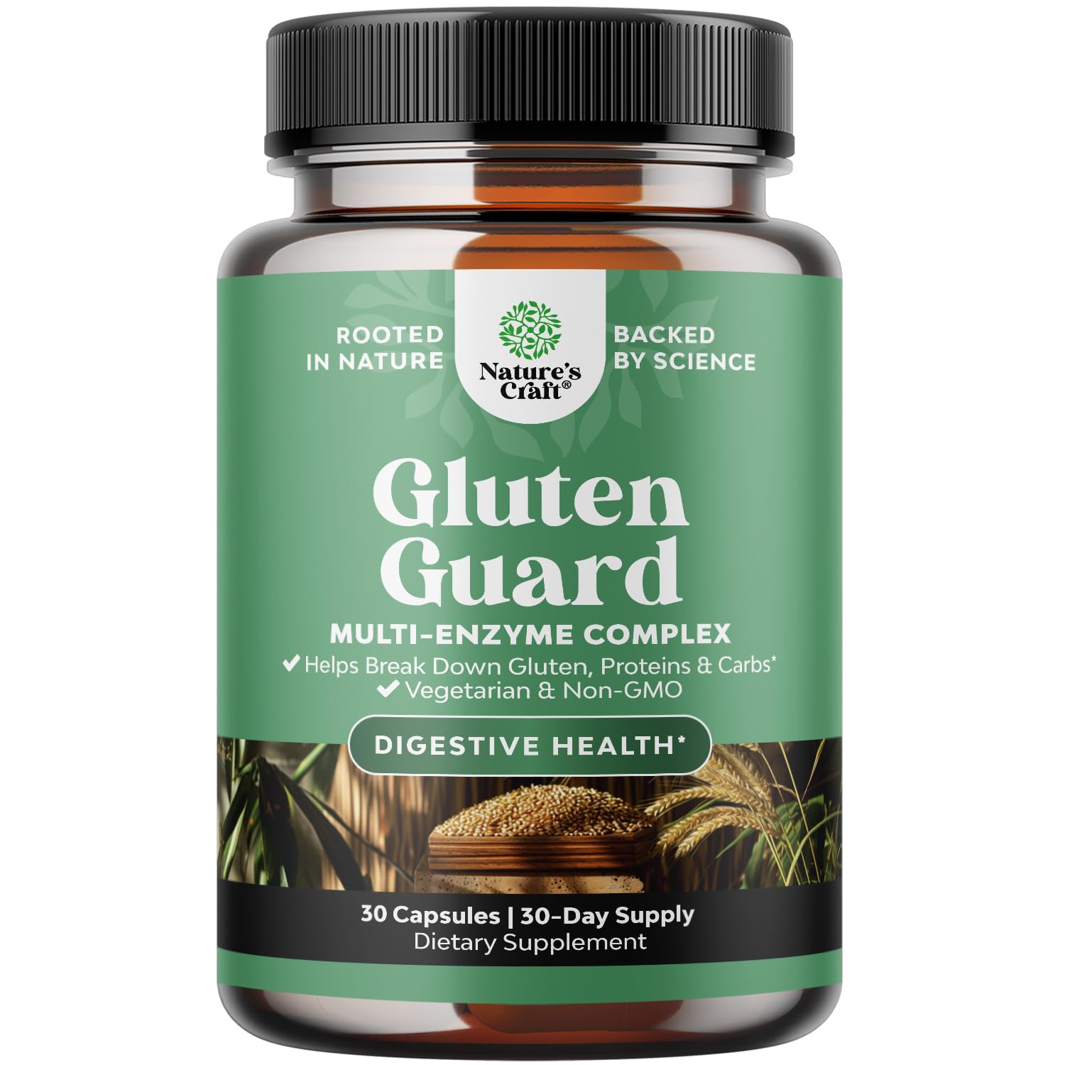 Bottle of Gluten Digestive Enzymes with DPP-IV 30 Count