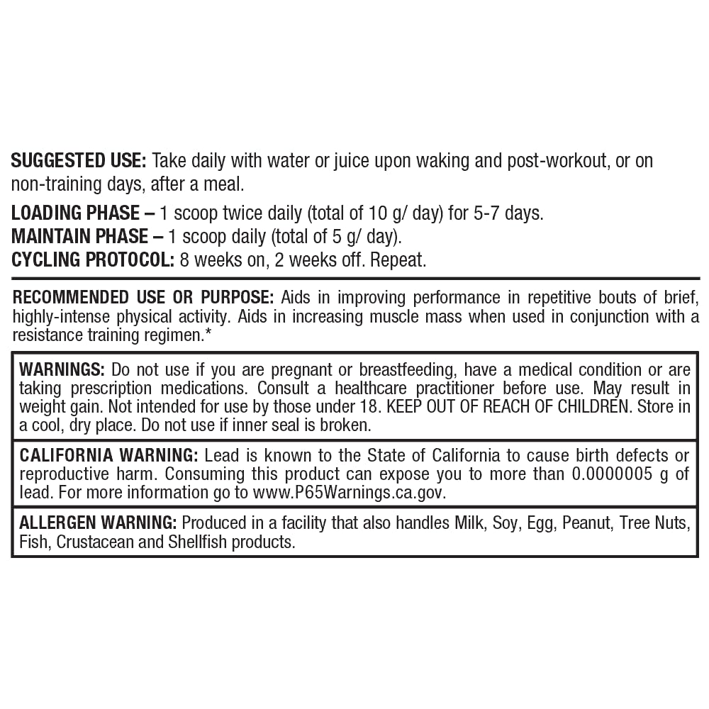 Gluten-free label on creatine packaging