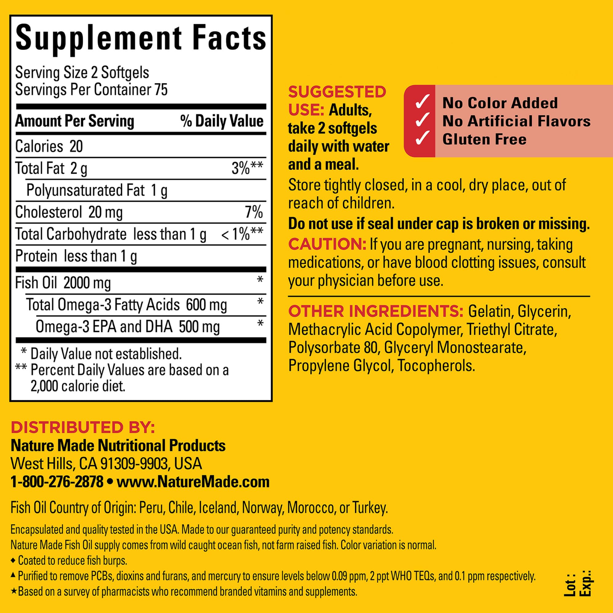 Gluten-free and dairy-free fish oil softgels
