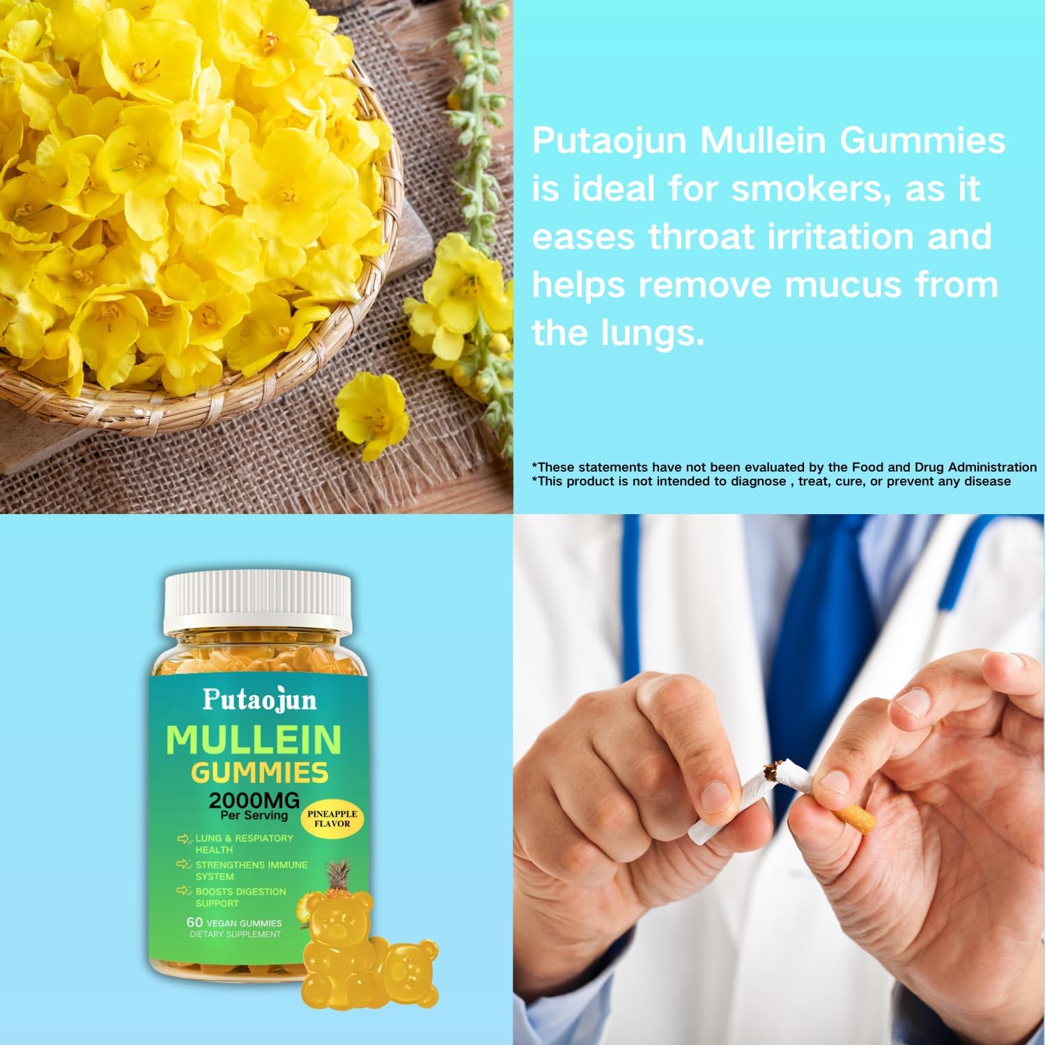 Gluten-free, dairy-free mullein gummy supplement ingredients