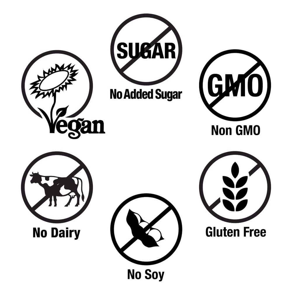 Vegan, gluten-free, dairy-free, and non-GMO label on packaging