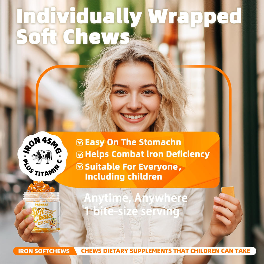 Gluten-free iron soft chews packaging