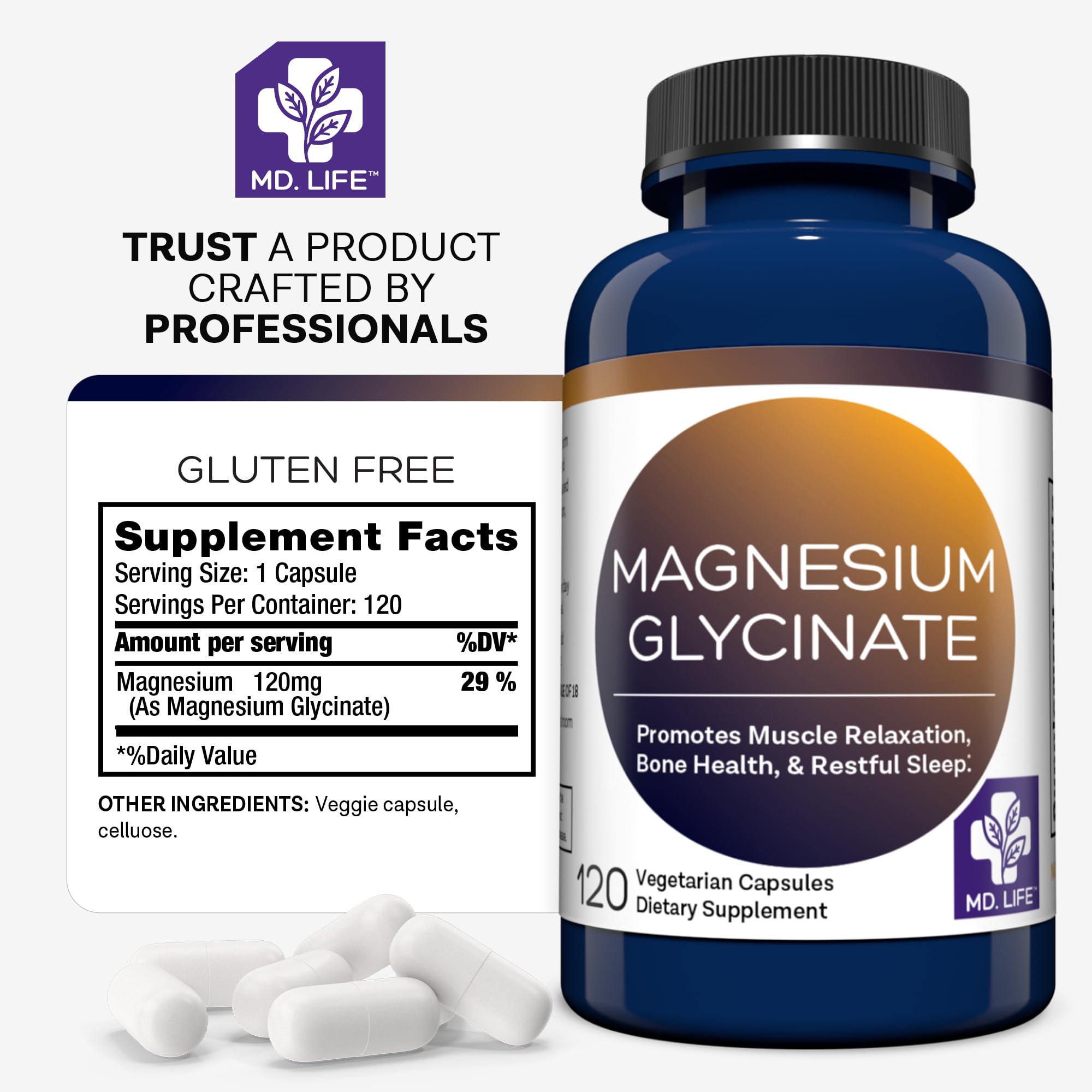 Gluten-free magnesium glycinate capsules
