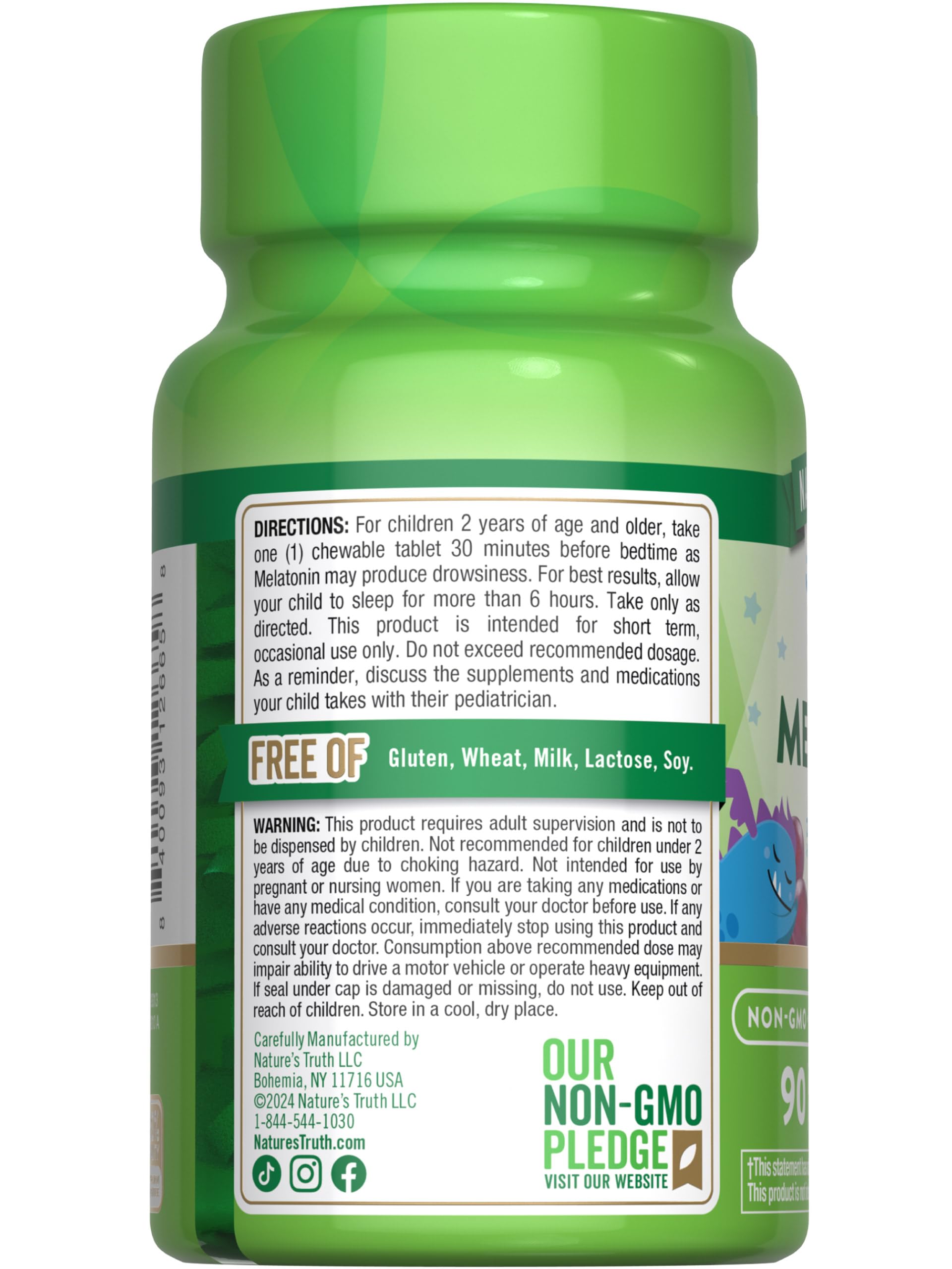 Gluten-free, non-GMO and dairy-free melatonin label icon