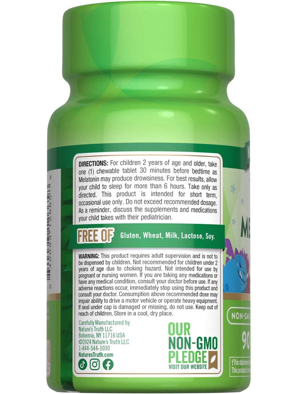 Gluten-free, non-GMO and dairy-free melatonin label icon